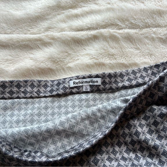 Reformation Spritz Grey Silk Patterned Strapless Top - Picture 6 of 8